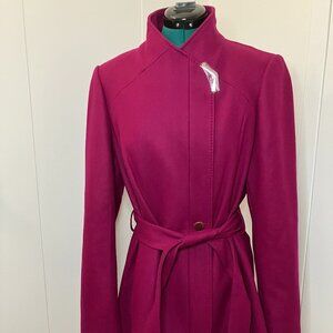 Ted Baker London Sz 4 Dark Pink Wool Cashmere Wrap Coat $489 Belted Romantic